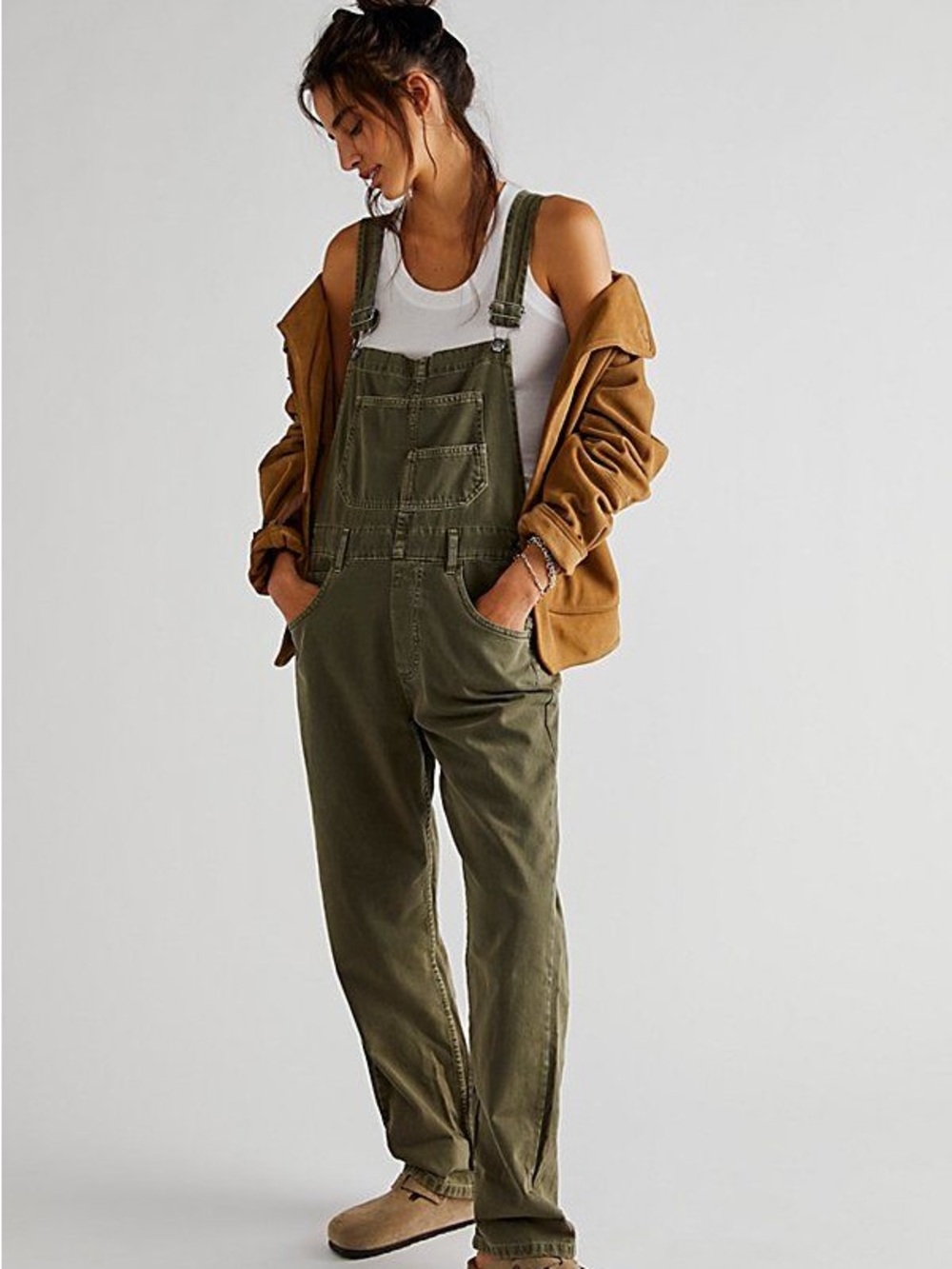 Free People Ziggy Denim Overalls Army Green